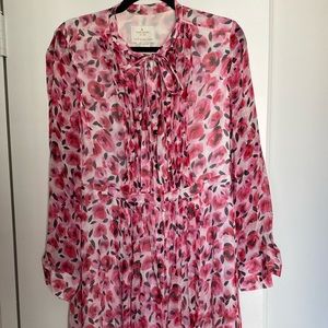 Kate Spade floral button-up long-sleeve dress